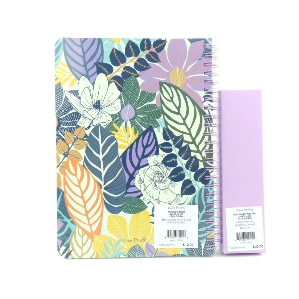 Vera Bradley Palm Floral Mini‎ Spiral Notebook & Ball Point Pen Set NWT